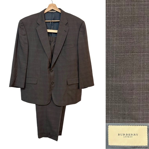 Burberry London Kensington Plaid Wool & Silk 2-Piece Suit – 46R / 42 Waist